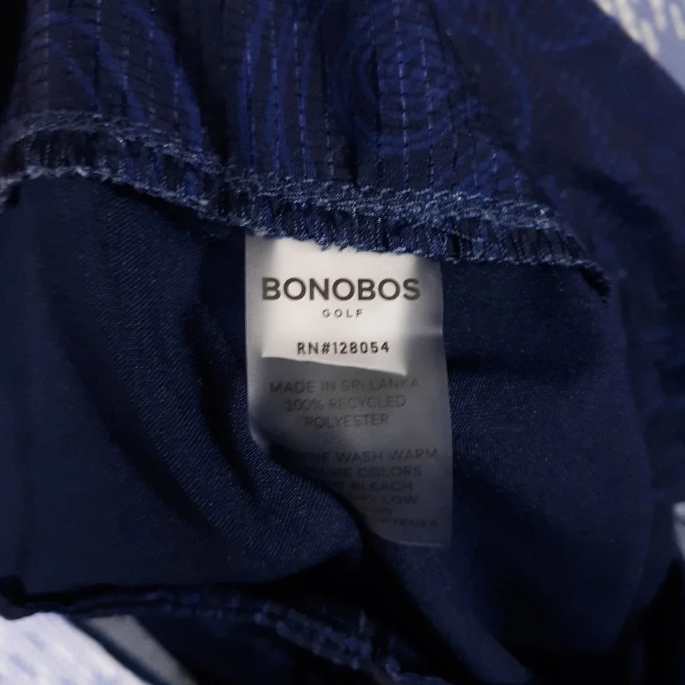 Bonobos Shorts Mens 40 x 9 Navy Flat Front Golf Polyester Chino Slash Pockets